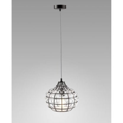 LAMPA WISZĄCA CLARA DECOLIGHT styl industrialny metal szkło czarny LS-PE1259