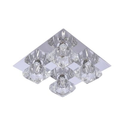Lampa Przysufitowa Rubic 4 Plafon Azzardo styl glamour kryształ nowoczesny metal szkło chrom przeźroczysty 1798-4X chrome metal glass