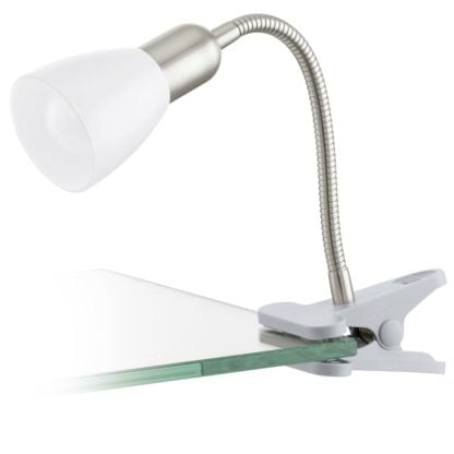 Lampa biurkowa LED DAKAR Eglo styl nowoczesny tworzywo sztuczne stal nierdzewna srebrny chrom biały 92932