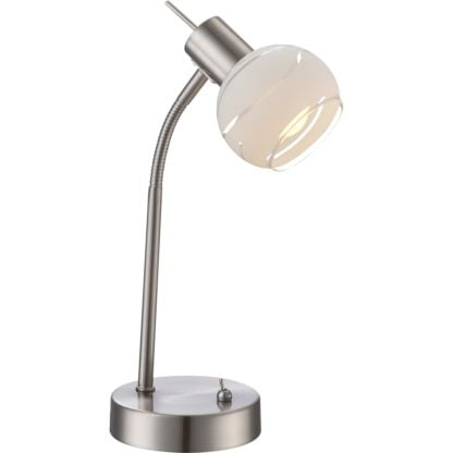 Lampa biurkowa LED ELLIOTT Globo styl nowoczesny nikiel szkło chrom srebrny biały 54341-1T