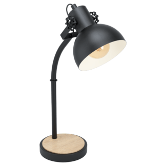 Lampa biurkowa LUBENHAM EGLO styl industrialny stal drewno czarny 43165