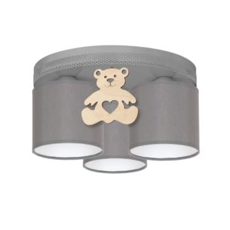 Lampa przysufitowa BEAR MIŚ 3 MILAGRO metal tkanina drewno szary MLP4963