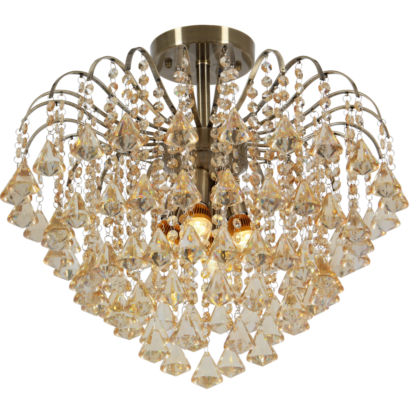 Lampa przysufitowa BELWEDER ELEM styl glamour kryształ mosiądz metal szkło 5193/4 21QG