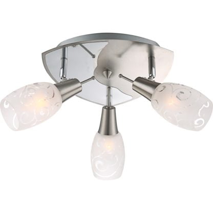 Lampa przysufitowa FLORITA III Globo styl nowoczesny nikiel chrom szkło chrom srebrny satynowy 54984-3