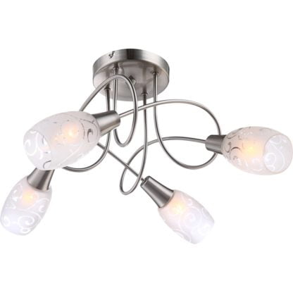 Lampa przysufitowa FLORITA IV Globo styl nowoczesny nikiel chrom szkło chrom srebrny satynowy 54984-4D