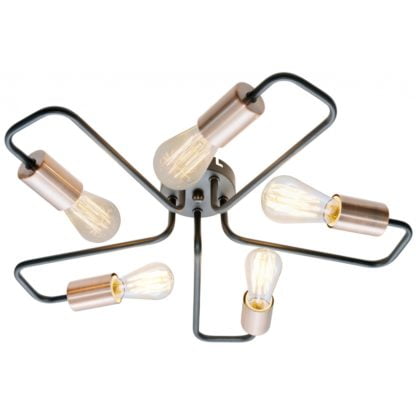 Lampa przysufitowa HERPE CANDELLUX 5X60W E27 stal lakierowana czarny 35-66930