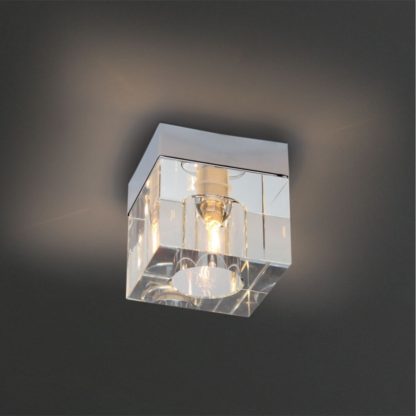 Lampa przysufitowa ICE Maxlight styl nowoczesny glamour kryształ metal szkło chrom przeźroczysty C0028
