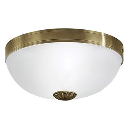 Lampa przysufitowa IMPERIAL 2 Eglo styl antyczny metal szkło satynowane mosiężny biały 82741