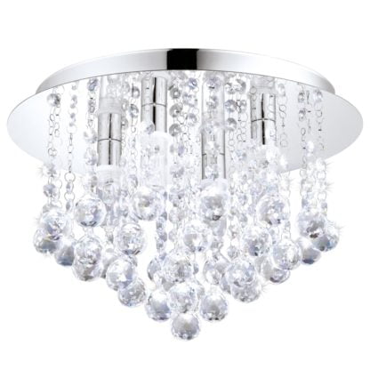 Lampa przysufitowa LED ALMONTE 4 IP44 Eglo styl glamour kryształ stal nierdzewna kryształ chrom przeźroczysty 94878