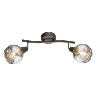 Lampa przysufitowa LED ISLA II Globo metal szkło antyczny brązowy przeźroczysty 54347-2