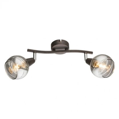 Lampa przysufitowa LED ISLA II Globo metal szkło antyczny brązowy przeźroczysty 54347-2