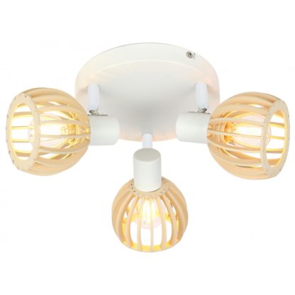 Lampa przysufitowa plafon ATARRI CANDELLUX 3X25W E14 biały drewno 98-68118