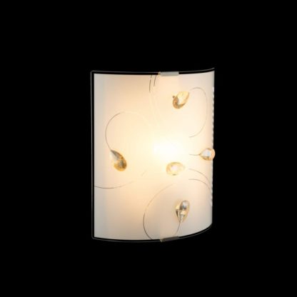 Lampa przyścienna TAVEUNI Globo szkło pobielane metal kryształ mleczny chrom 40393W
