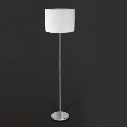 Lampa stojąca CONRAD Maxlight styl nowoczesny metal tkanina biały srebrny F0017