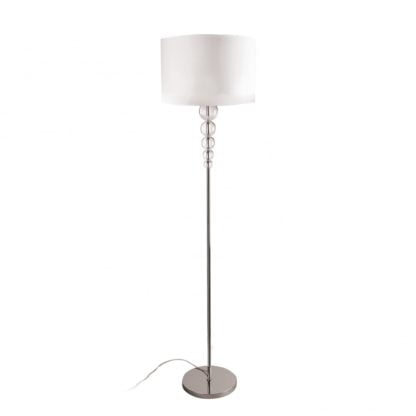 Lampa stojąca ELEGANCE Maxlight styl glamour kryształ metal tkanina biały chrom F0038