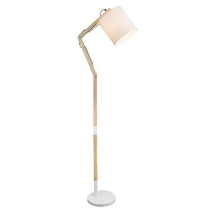Lampa stojąca MATTIS Globo styl nowoczesny metal drewno tkanina