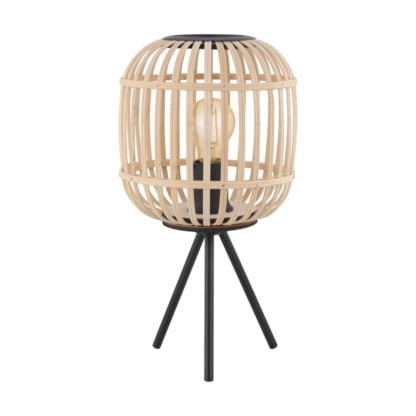 Lampa stołowa BORDESLEY EGLO styl skandynawski stal drewno czarny drewniany 43218