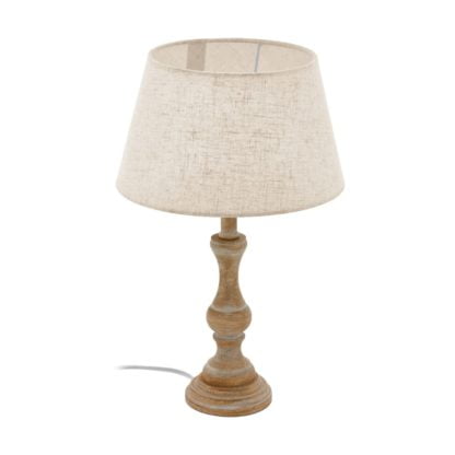 Lampa stołowa LAPLEY EGLO styl klasyczny drewno tkanina kremowy 43245