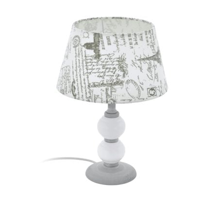 Lampa stołowa LARACHE 1 EGLO styl klasyczny drewno tkanina szary biały 43247