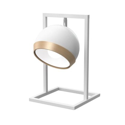 Lampa stołowa Oval White MILAGRO styl skandynawski nowoczesny metal drewno biały MLP5469