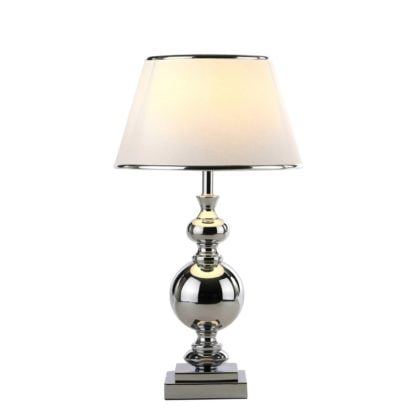 Lampa stołowa Roma ITALUX styl retro metal tkanina chrom biały MT204191 CH