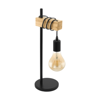 Lampa stołowa TOWNSHEND EGLO styl industrialny drewno stal drewniany czarny 32918
