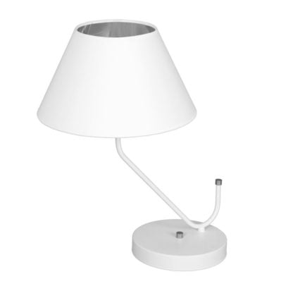 Lampa stołowa VICTORIA MILAGRO styl klasyczny metal tkanina biały srebrny MLP4919
