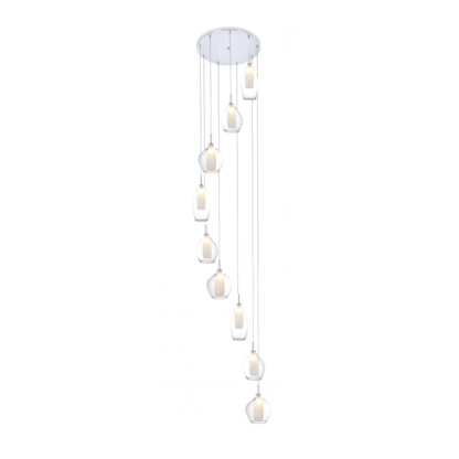 Lampa wisząca Amber Milano 9 styl designerski metal chrom szkło przeźroczysty AZ3102