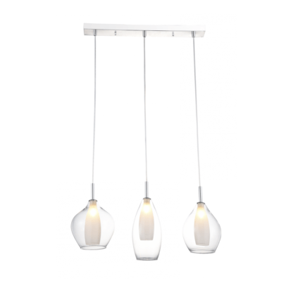 Lampa wisząca Amber styl designerski metal chrom szkło przeźroczysty AZ3075