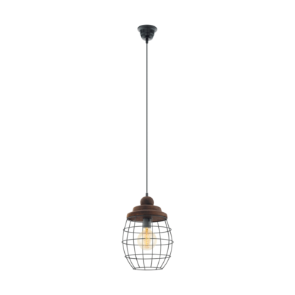 Lampa wisząca BAMPTON EGLO styl industrialny stal drewno brązowy 49499