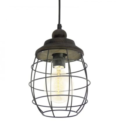 Lampa wisząca BAMPTON Eglo styl industrialny stal nierdzewna brązowy 49219