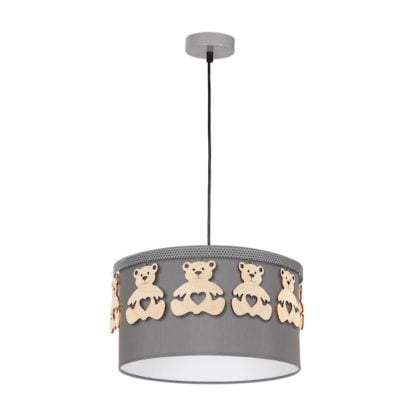 Lampa wisząca BEAR MIŚ MILAGRO metal tkanina drewno szary MLP4961