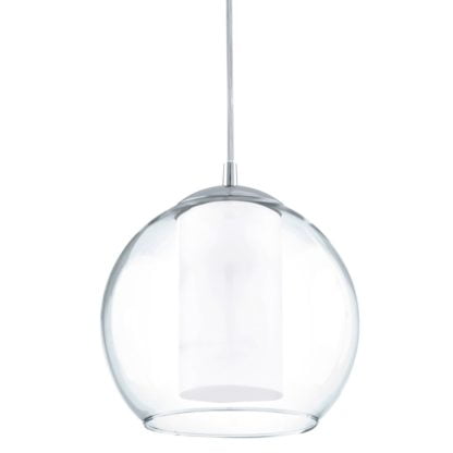 Lampa wisząca BOLSANO 1 Eglo styl nowoczesny stal nierdzewna szkło satynowane chrom biały przeźroczysty 92761