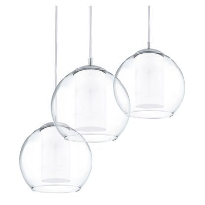 Lampa wisząca BOLSANO 3 Eglo styl nowoczesny stal nierdzewna szkło satynowane chrom biały przeźroczysty 92762