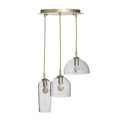 Lampa wisząca Blanca 3 styl industrialny metal szkło przeźroczysty AZ3338