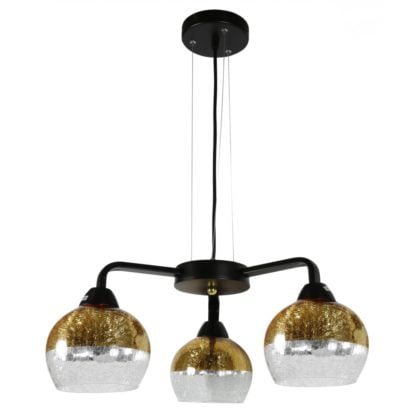 Lampa wisząca CROMINA GOLD CANDELLUX 3X60W E27 styl nowoczesny metal szkło czarny złoty 33-57259