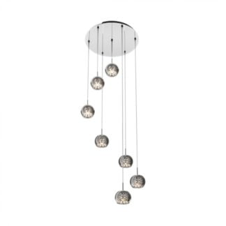 Lampa wisząca CRYSTAL ZUMALINE styl nowoczesny szkło przydymione kryształ chrom P0076-07M-B5FZ