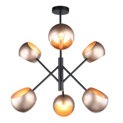 Lampa wisząca Cavazza ITALUX styl designerski stal czarny zloty MDM-3690/6 BK+GD