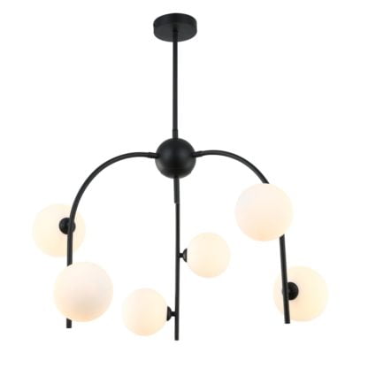 Lampa wisząca Celine ITALUX styl designerski stal szkło czarny MDM-3800/6 BK+W