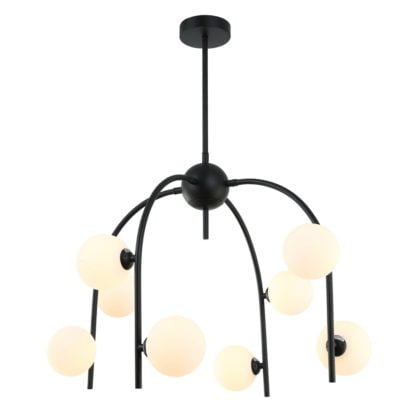 Lampa wisząca Celine ITALUX styl designerski stal szkło czarny MDM-3800/8 BK+W