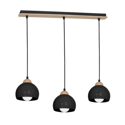 Lampa wisząca Dama Black MILAGRO styl nowoczesny metal drewno czarny MLP6550