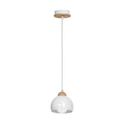 Lampa wisząca Dama White MILAGRO styl nowoczesny metal drewno biały MLP6440