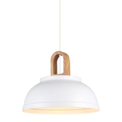 Lampa wisząca Danito Italux styl skandynawski stal drewno biały jasne drewno MDM3153/1M W