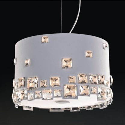 Lampa wisząca Evan WH Italux styl nowoczesny metal szkło kryształ biały MD1101807-3A WH