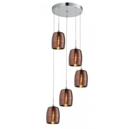 Lampa wisząca GOBI DECOLIGHT styl klasyczny metal szkło chrom miedziany MD12132-5C