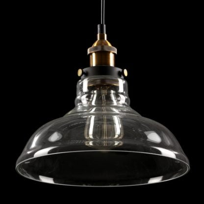 Lampa wisząca Hubert Italux styl retro vintage metal szkło czarny złoty MDM-2381/1