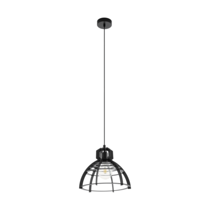 Lampa wisząca IPSWICH EGLO styl industrialny stal drewno czarny 49158