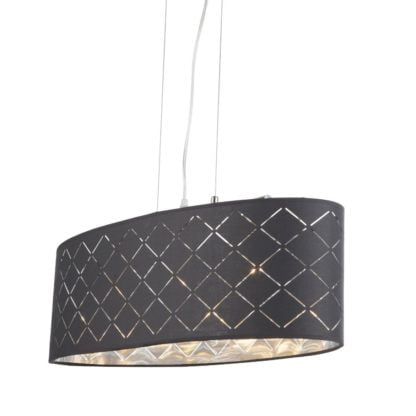 Lampa wisząca KIDAL Globo styl nowoczesny tkanina metal czarny srebrny 15228H2