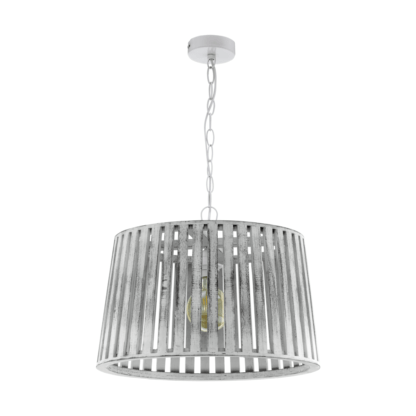 Lampa wisząca KINROSS 1 EGLO styl industrialny stal drewno antyczny biały 33045