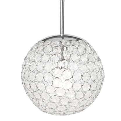 Lampa wisząca KONDA Globo styl glamour kryształ chrom tworzywo sztuczne kryształki akrylowe